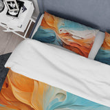 Teal Orange Bold Abstract Flow Collage I - Duvet Cover Set