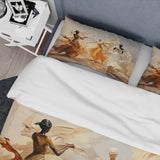 Yellow And White Dance Woman Ensemble I - Duvet Cover Set