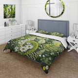 Light Green Ferns Plant Whimsical Spirals I - Duvet Cover Set