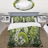 Light Green Ferns Plant Whimsical Spirals I - Duvet Cover Set