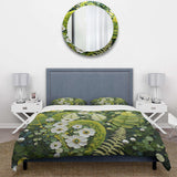 Light Green Ferns Plant Whimsical Spirals I - Duvet Cover Set