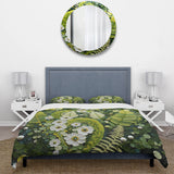 Light Green Ferns Plant Whimsical Spirals I - Duvet Cover Set