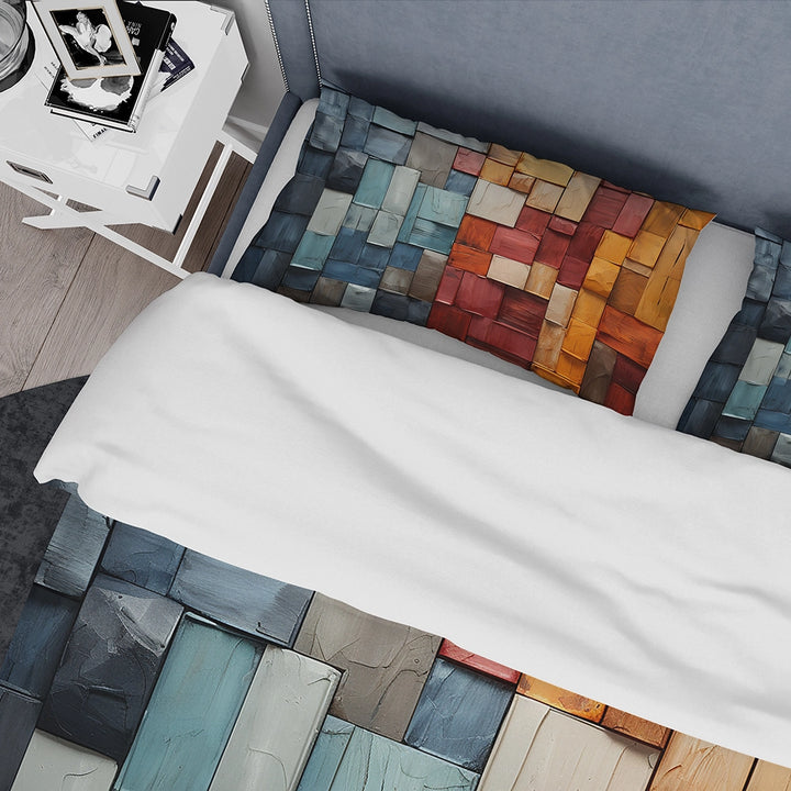 Forest Red Wood Collage I - Duvet Cover Set