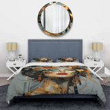 Glam Harmonious Cubist Woman Portrait I - Duvet Cover Set