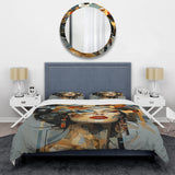 Glam Harmonious Cubist Woman Portrait I - Duvet Cover Set