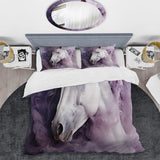 Purple White Horse Ethereal Essence - Duvet Cover Set