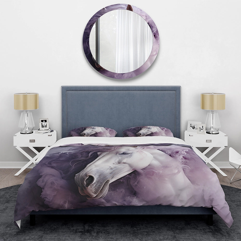 Purple White Horse Ethereal Essence - Duvet Cover Set