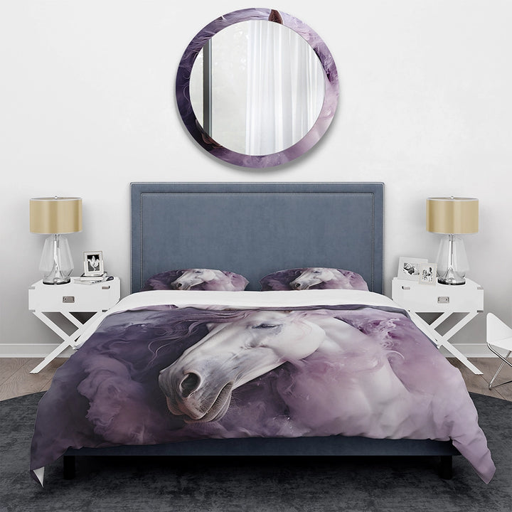 Purple White Horse Ethereal Essence - Duvet Cover Set