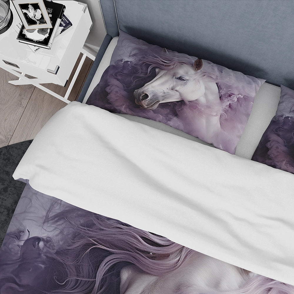 Purple White Horse Ethereal Essence - Duvet Cover Set
