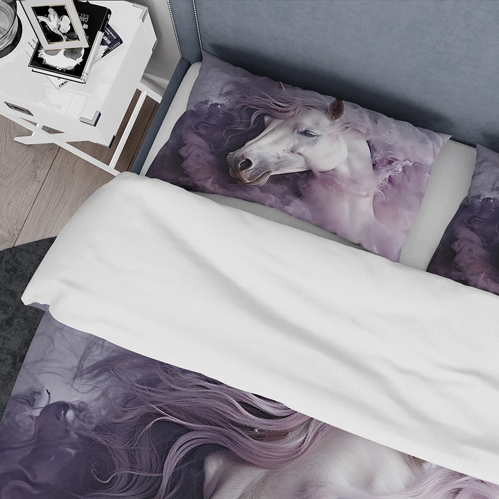 Purple White Horse Ethereal Essence - Duvet Cover Set