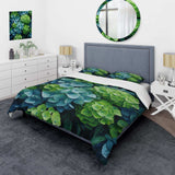 Green Blue Hydrangea Emerald Blooms - Duvet Cover Set