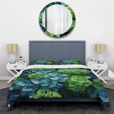 Green Blue Hydrangea Emerald Blooms - Duvet Cover Set
