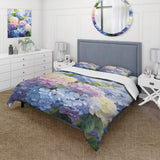 Blue Purple Hydrangea Eternal Blooms I - Duvet Cover Set