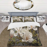 White Green Magnolias Magnolia Serenity - Duvet Cover Set