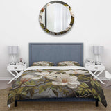 White Green Magnolias Magnolia Serenity - Duvet Cover Set