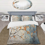 Orange Teal Maple Tree Glowing Embers V - Duvet Cover Set