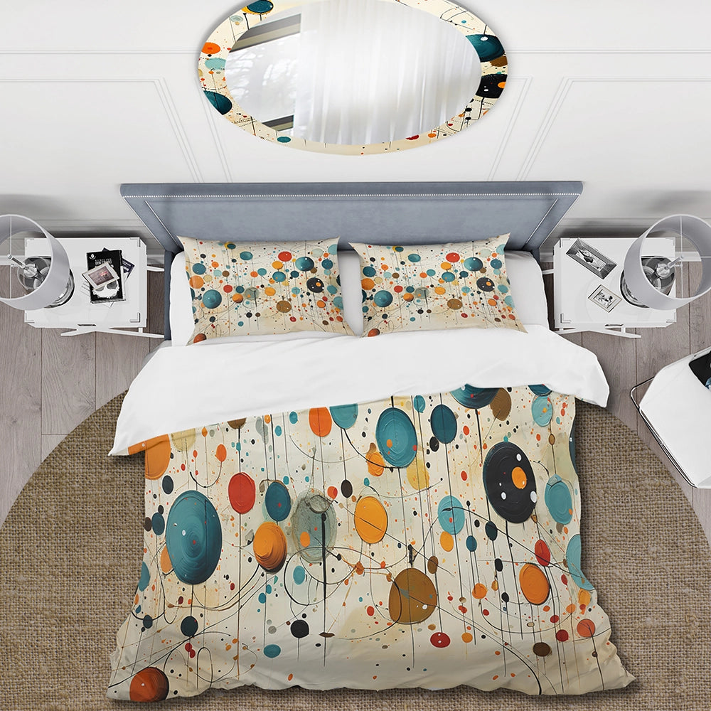 Green Beige Mid Century Abstract Retro IV - Duvet Cover Set