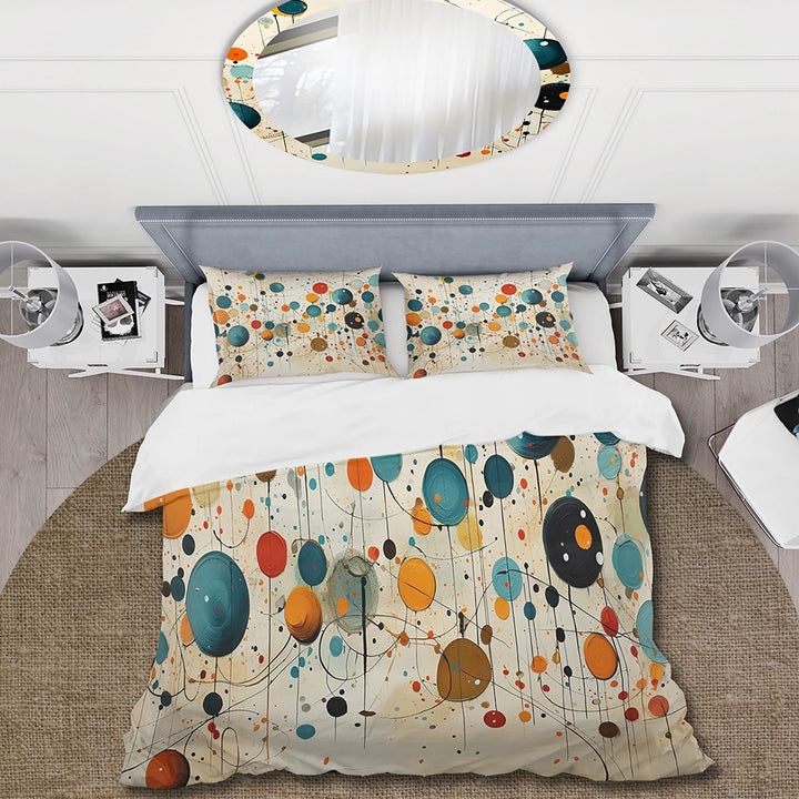 Green Beige Mid Century Abstract Retro IV - Duvet Cover Set