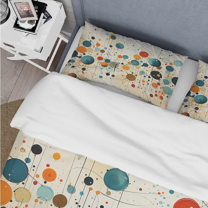 Green Beige Mid Century Abstract Retro IV - Duvet Cover Set