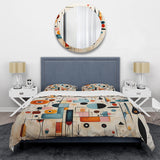 Pink Blue Mid Century Whimsical Wonders III - Duvet Cover Set