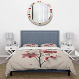 Red Beige Minimalism Essence Of Red Flower - Duvet Cover Set