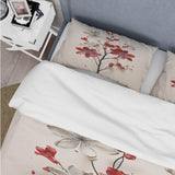 Red Beige Minimalism Essence Of Red Flower - Duvet Cover Set