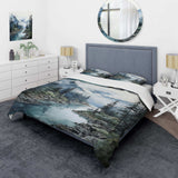 Grey Blue Minimalism Forest Reflections II - Duvet Cover Set