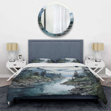 Grey Blue Minimalism Forest Reflections II - Duvet Cover Set