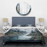 Grey Blue Minimalism Forest Reflections II - Duvet Cover Set