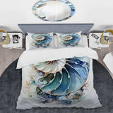 Nautilus Ocean Blue Sheels Symetry - Duvet Cover Set