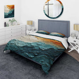 Teal Orange Ocean Coastal Essence Collage - Duvet Cover Set