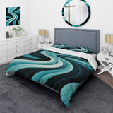 Turquoise Black Opt Art In - Duvet Cover Set