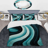 Turquoise Black Opt Art In - Duvet Cover Set