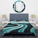 Turquoise Black Opt Art In - Duvet Cover Set