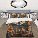 Yellow Owl Wise Owl Papercut - Duvet Cover Set