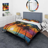 Colorful Bold Palm Trees Landscape IV - Duvet Cover Set