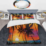 Colorful Bold Palm Trees Landscape IV - Duvet Cover Set