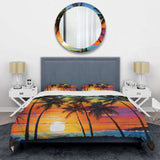 Colorful Bold Palm Trees Landscape IV - Duvet Cover Set