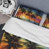 Colorful Bold Palm Trees Landscape IV - Duvet Cover Set