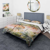 Palm Trees Romantic Sunset III - Duvet Cover Set