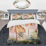 Palm Trees Romantic Sunset III - Duvet Cover Set