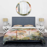 Palm Trees Romantic Sunset III - Duvet Cover Set