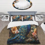 Teal Peacock Parade I - Duvet Cover Set