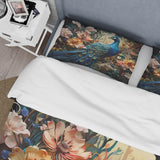 Teal Peacock Parade I - Duvet Cover Set