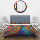 Teal Pink Pop Art Peacock - Duvet Cover Set