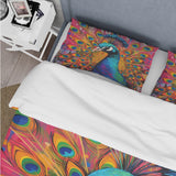 Teal Pink Pop Art Peacock - Duvet Cover Set