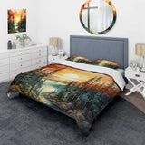 Pine Tree Sunset Glow II - Duvet Cover Set