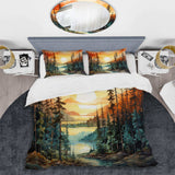 Pine Tree Sunset Glow II - Duvet Cover Set