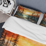 Pine Tree Sunset Glow II - Duvet Cover Set