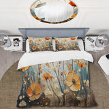 Orange Seasonal Flowers Seasonal Collage II - Duvet Cover Set